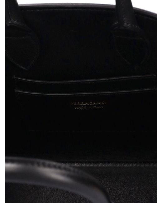 Ferragamo Black Mini Hug Leather Top Handle Bag