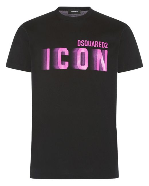 DSquared² Black Icon Printed Cotton T-shirt for men