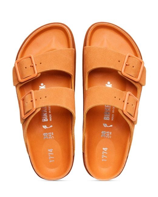 Birkenstock 1774 Orange Arizona Cazador Suede Sandals for men