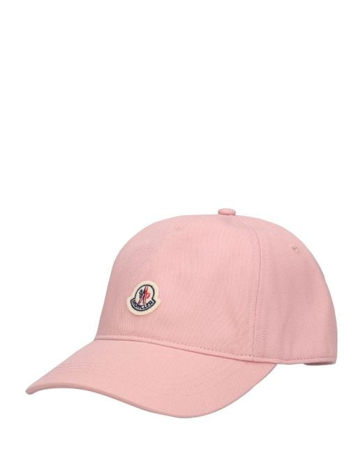 Cappello baseball in cotone con logo di Moncler in Pink