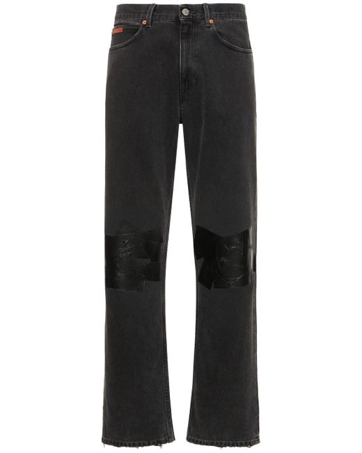 Jeans dritti in denim di cotone di Martine Rose in Black da Uomo
