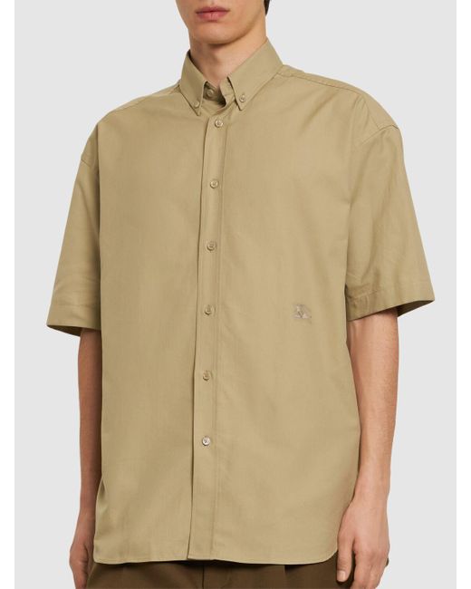 Camicia in cotone con logo di Burberry in Natural da Uomo