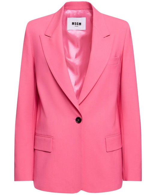 MSGM Pink Stretch Wool Jacket