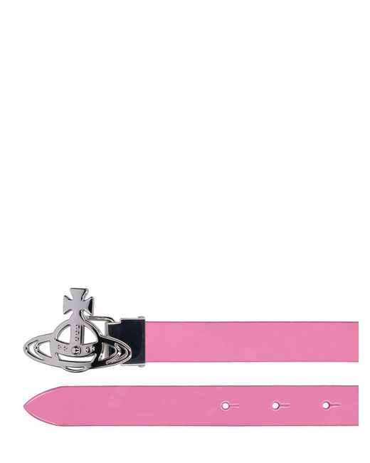 Vivienne Westwood Pink Small Orb Leather Buckle Belt