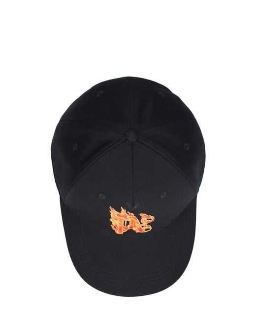 Gorra de algodón con monograma Palm Angels de hombre de color Black