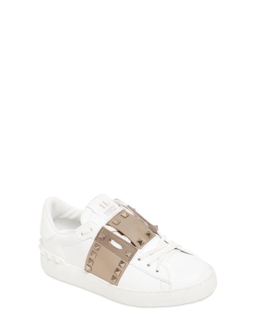 Valentino Garavani Valentino Garavani Rockstud Untitled Sneaker In Calfskin  Leather With Metallic Stripe in White/Copper (White) - Save 49% - Lyst