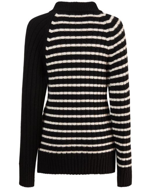 Balmain Black Striped Button-detail Sweater