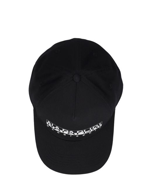 Napapijri Black F-box Logo Cotton Blend Cap for men