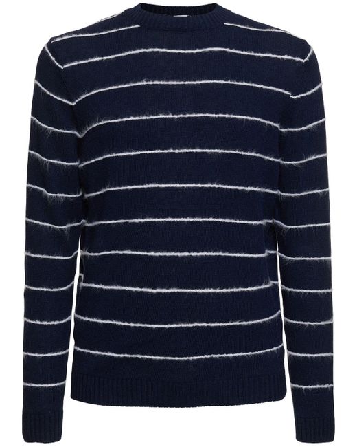 Aspesi Blue Cotton Blend Knit Crewneck Sweater for men