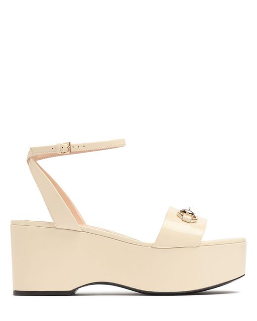 Gucci 75mm Horsebit Leather Flatform Sandals in Natural Lyst
