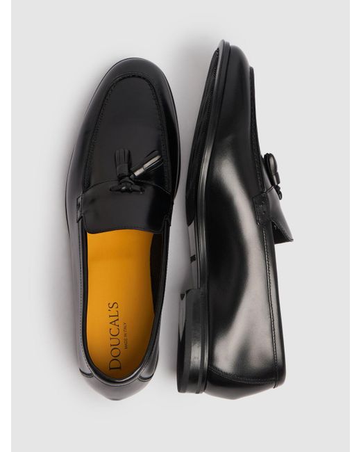 メンズ Doucal's Tassel Adler レザーローファー Black
