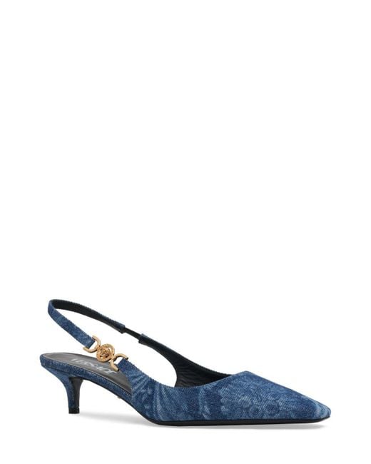 Zapatos destalonados de denim 40mm Versace de color Blue