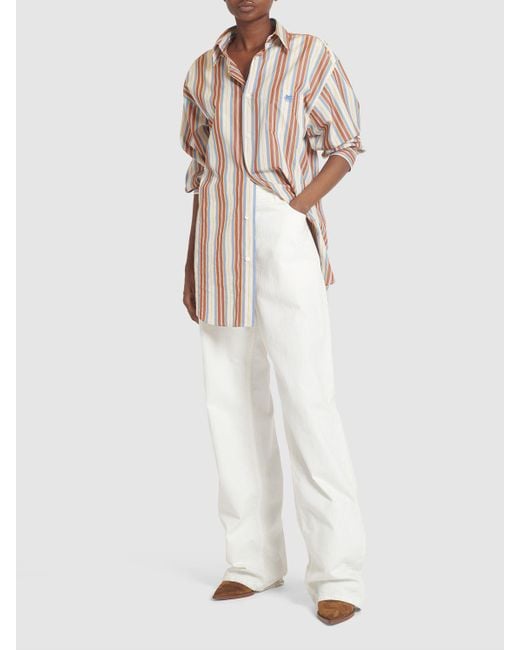 Etro Pink Striped Oversized Cotton L/s Shirt
