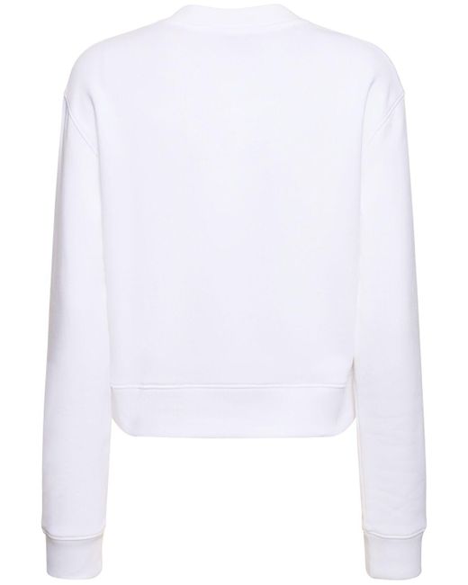 Moschino White Cotton Jersey Printed Logo Sweatshirt