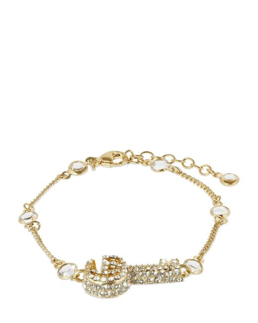 Gucci Women's Double G Key Bracelet w/ Crystals - Metallic - Bracelets