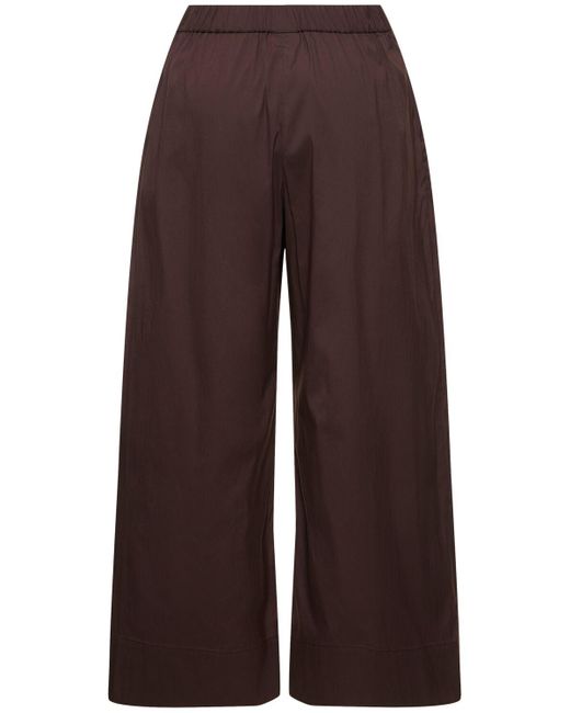 Pantaloni esperia in popeline di misto cotone di Max Mara in Brown