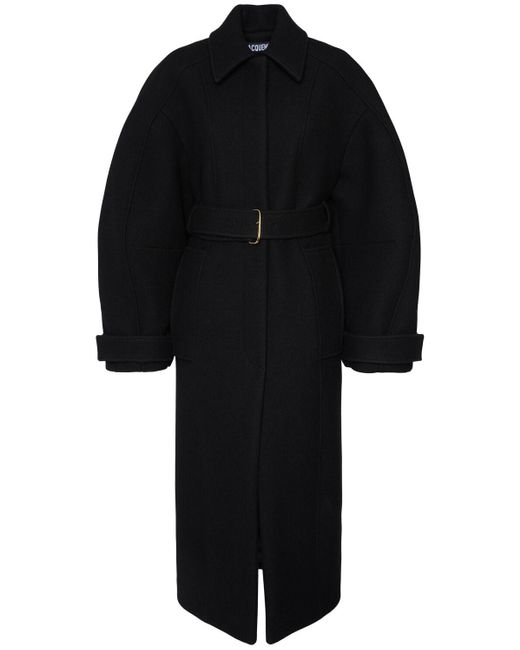 Jacquemus Black Le Manteau Bari Wool Belt Coat