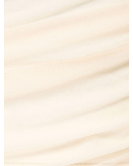 Ludovic de Saint Sernin White Crystal Logo Long Sleeve Mesh Midi Dress
