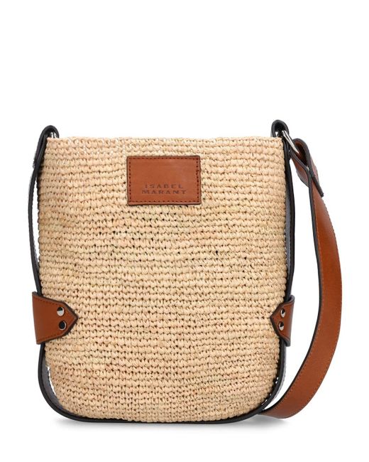 Isabel Marant Natural Mini Bayia Raffia & Leather Shoulder Bag