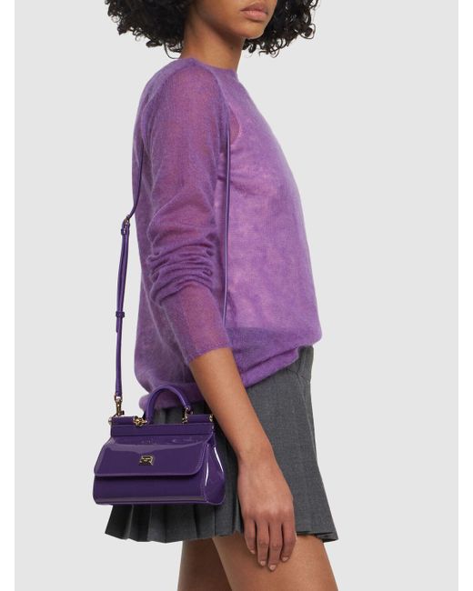 Dolce & Gabbana Purple Mini Sicily Patent Leather Top Handle