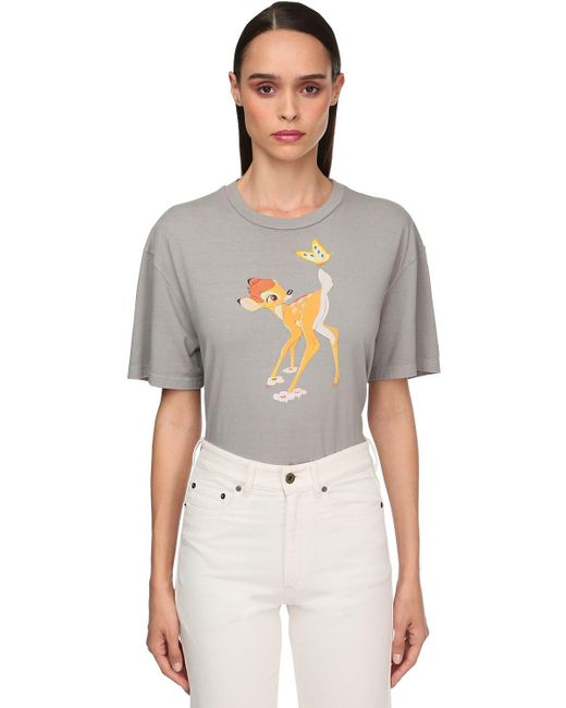 Miu Miu Gray X Disney Bambi Print T-shirt
