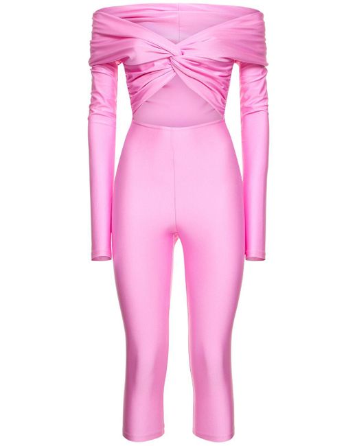 Jumpsuit de lycra con manga larga ANDAMANE de color Pink