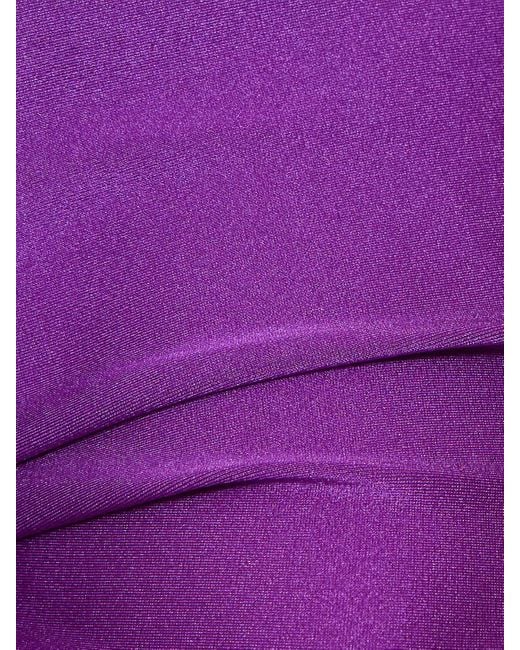 ANDAMANE Purple Shiny Lycra Crop Turtlenck Top