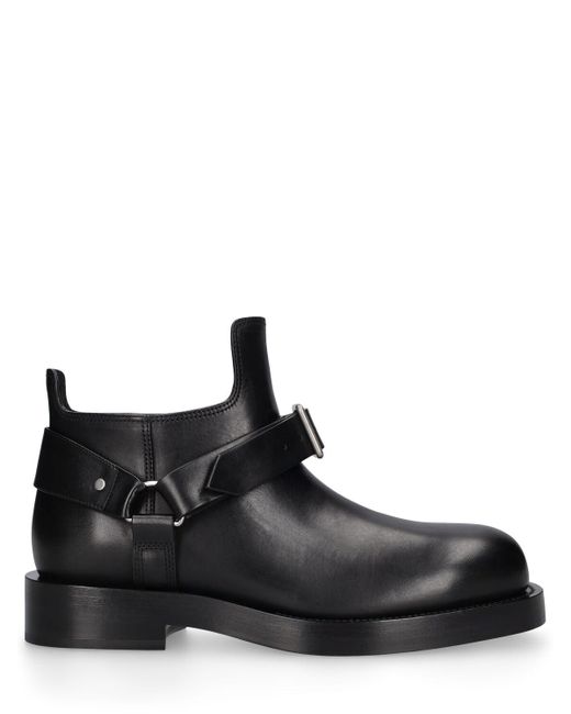 Burberry Black Mf Saddle Mini Leather Ankle Boots for men