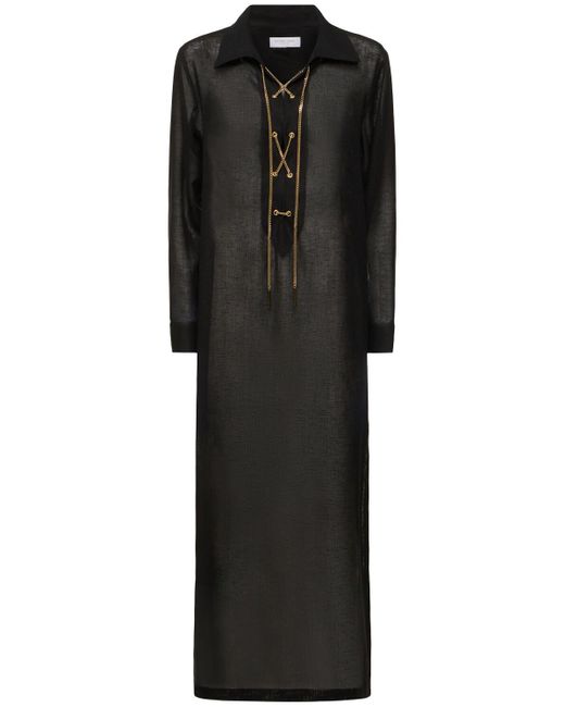 Michael Kors Black Lace-up Crepe Caftan Dress