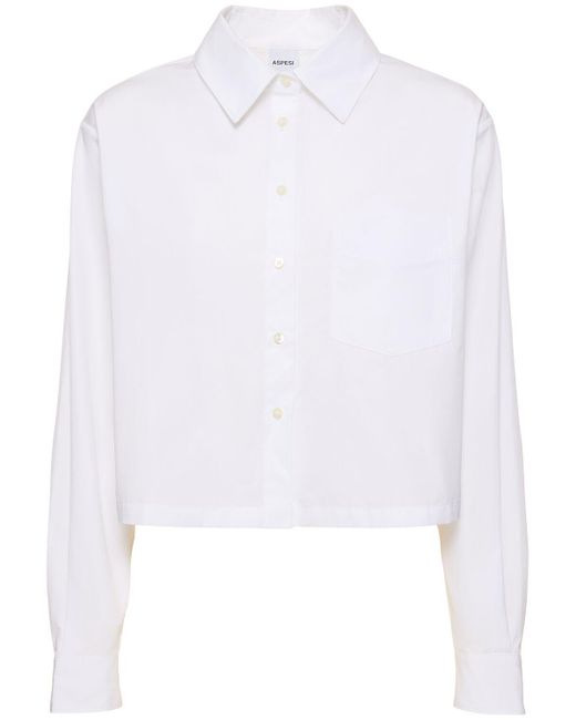 Camisa de popelina de algodón con bolsillo Aspesi de color White