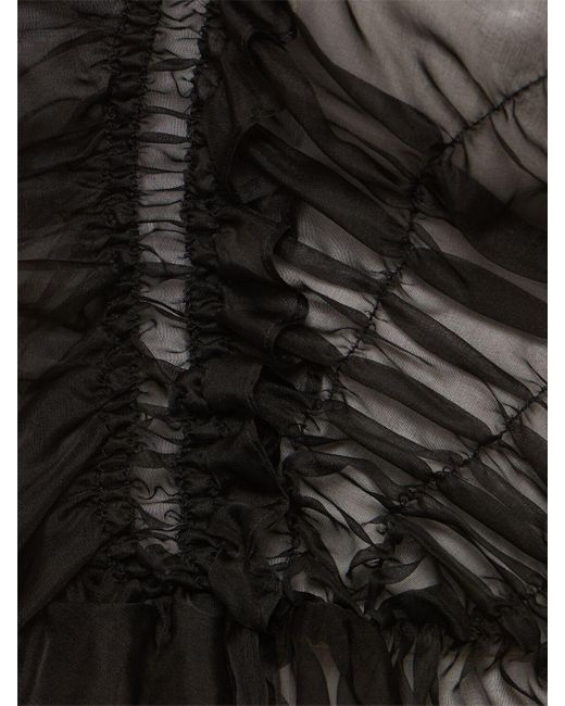 Geo silk organza ruffled sleeveless top di CECILIE BAHNSEN in Black
