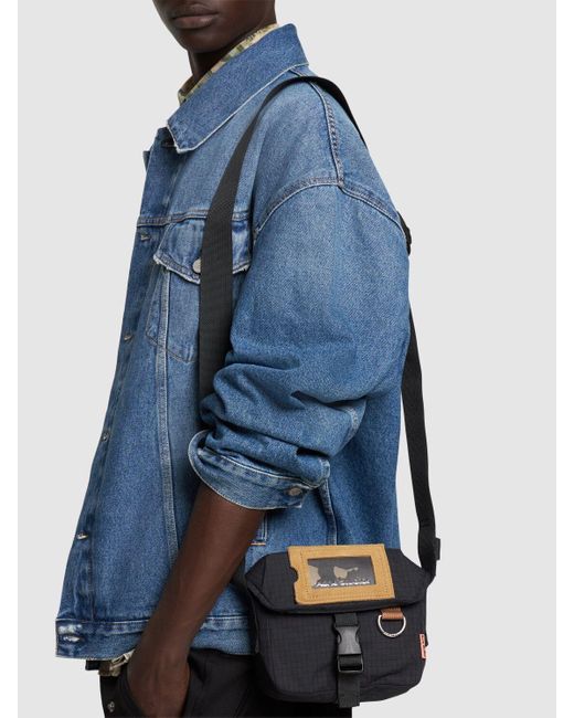 Acne Blue Mini Ripstop Nylon Messenger Bag for men