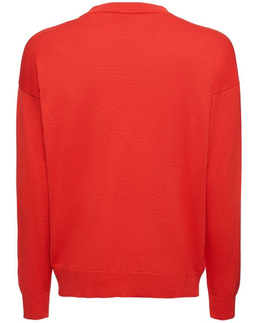 Ferrari Red Logo Cotton & Silk Knit Sweater for men