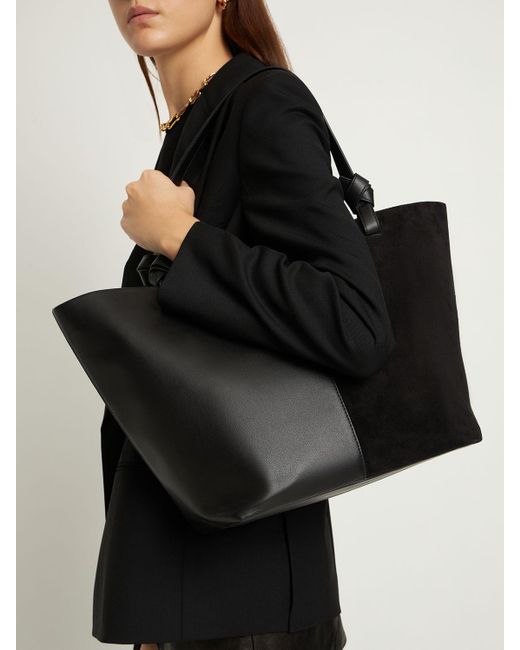 STAUD Ida Leather Tote Bag in Black | Lyst