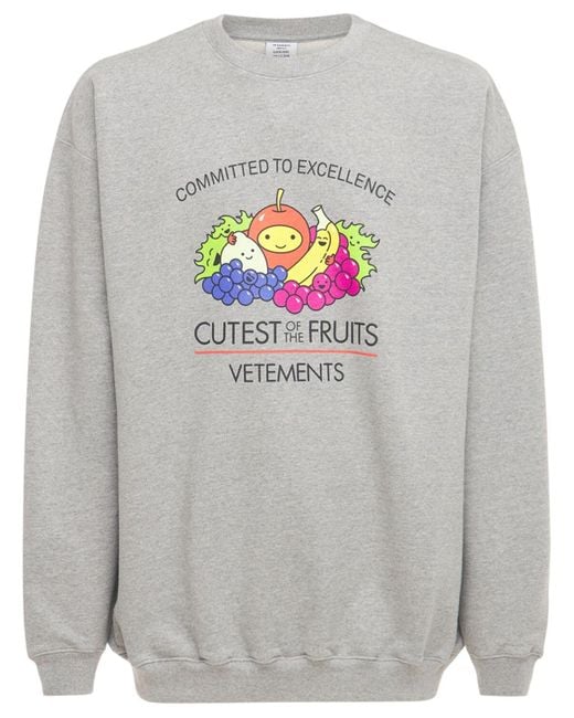 Vetements Sweatshirt Mit Logo "cutest Of The Fruits" in Gray für Herren