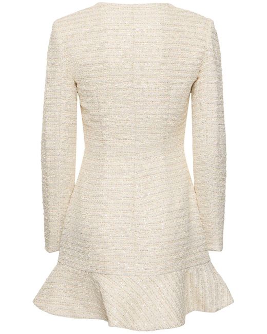 Self-Portrait Natural Bouclé Long Sleeve Mini Dress