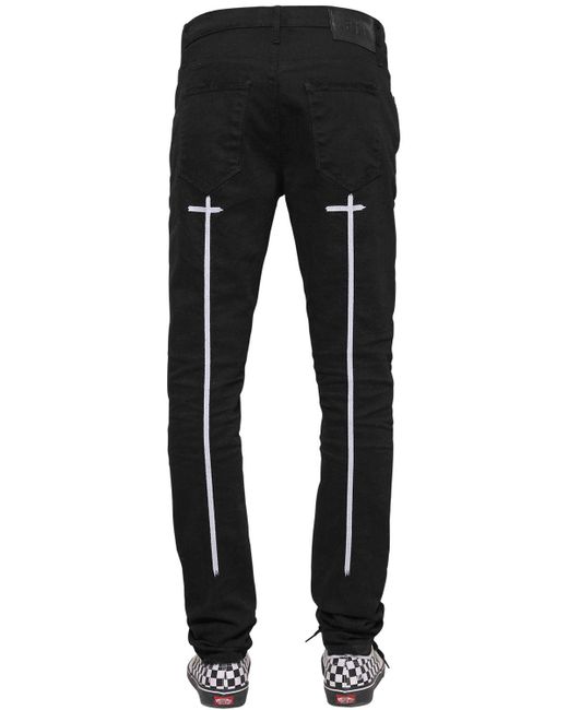 RTA Black 16.5cm Skinny Crosses Print Denim Jeans for men