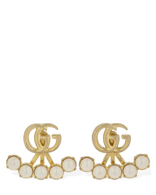 Gucci Metallic gg Marmont Imitation Pearl Earrings