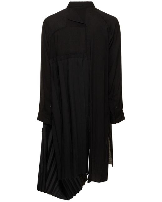 Camicia u-long con plastron di Yohji Yamamoto in Black da Uomo