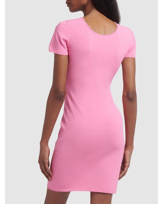 DSquared² Pink Viscose Blend Cutout Mini Dress W/Pearls