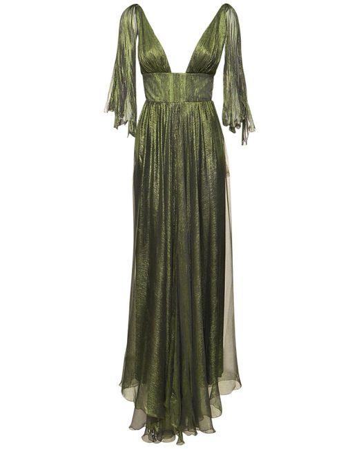 Maria Lucia Hohan Green Ada Mousseline Foiled Silk Long Dress