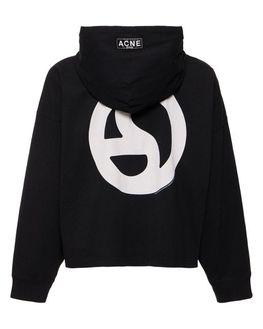 Acne Black Logo Cotton Hoodie for men