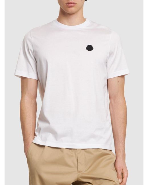 Moncler T-shirt Aus Baumwolle Mit Logo in White für Herren