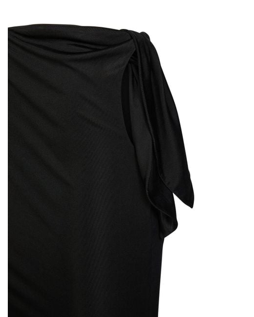 Falda midi de viscosa con lazo Saint Laurent de color Black