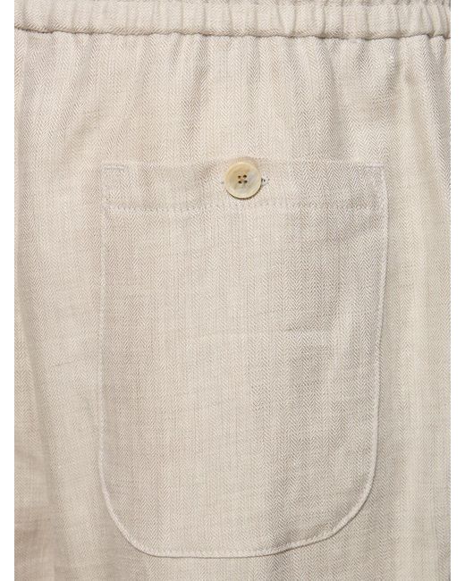 Etro Natural Straight Linen Pants for men