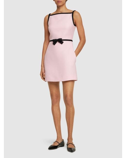 Valentino Pink Wool & Silk Crepe Mini Dress W/bow