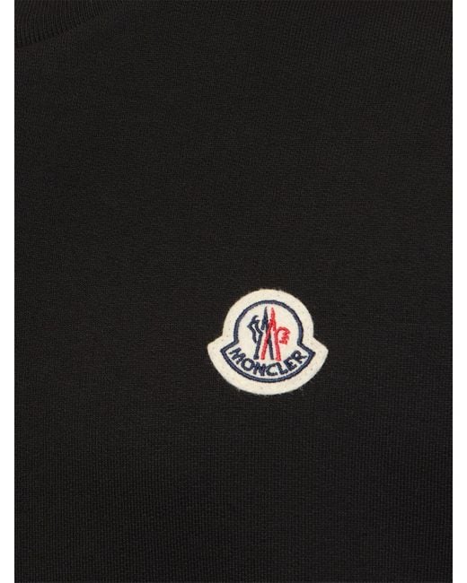 Felpa in cotone con patch logo di Moncler in Black da Uomo