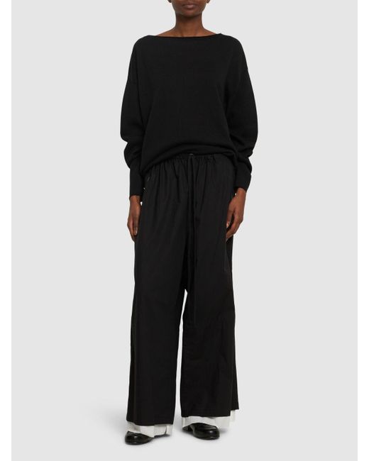 Yohji Yamamoto Black Oversize Jersey Boatneck Sweater
