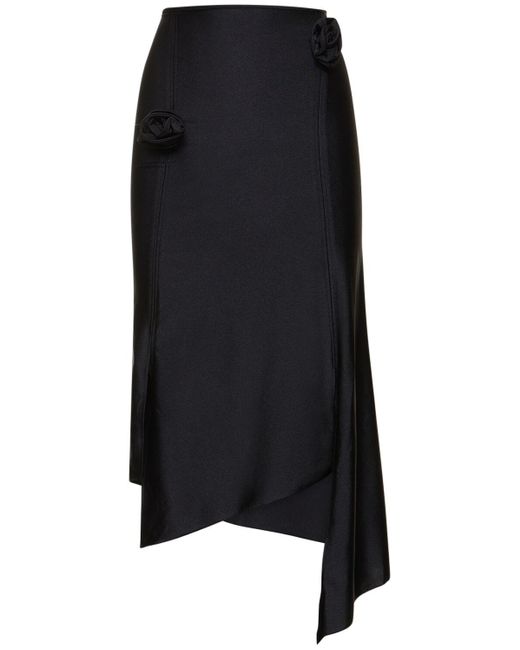 Coperni Black Flower Stretch Jersey Midi Skirt