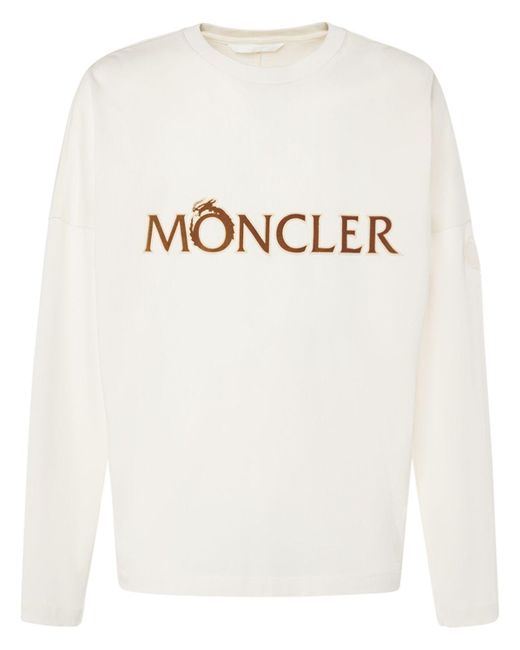 Moncler White Cny Long Sleeve Cotton T-Shirt for men